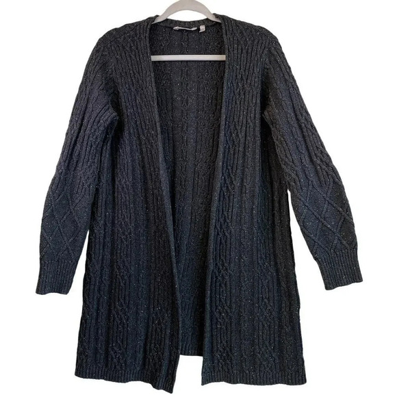 Soft Surrounding Womens Gray M Cable Knit Costal Cardigan - Picture 1 of 12